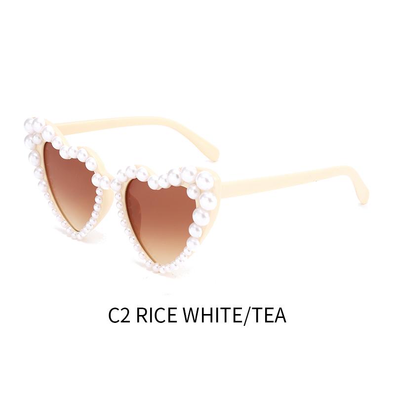 1pc pearl peach heart sunglasses heart-shaped personality versatile high-quality and fashionable women's sunglasses