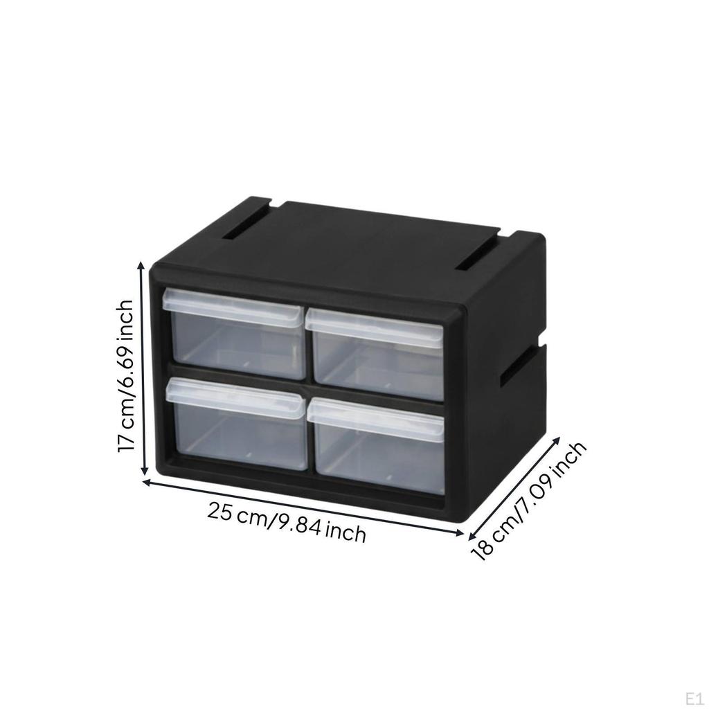 TransparentFront Drawer Cabinet Removable Divider Black