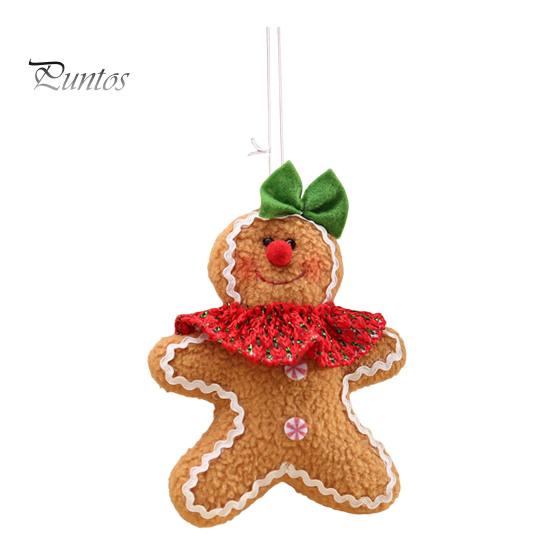 Cute Christmas Party Favors Gingerbread Man Pendant, Non-woven Fabric Hanging Ornament with Lanyard Holiday Gift for Tree Decoration, Festive