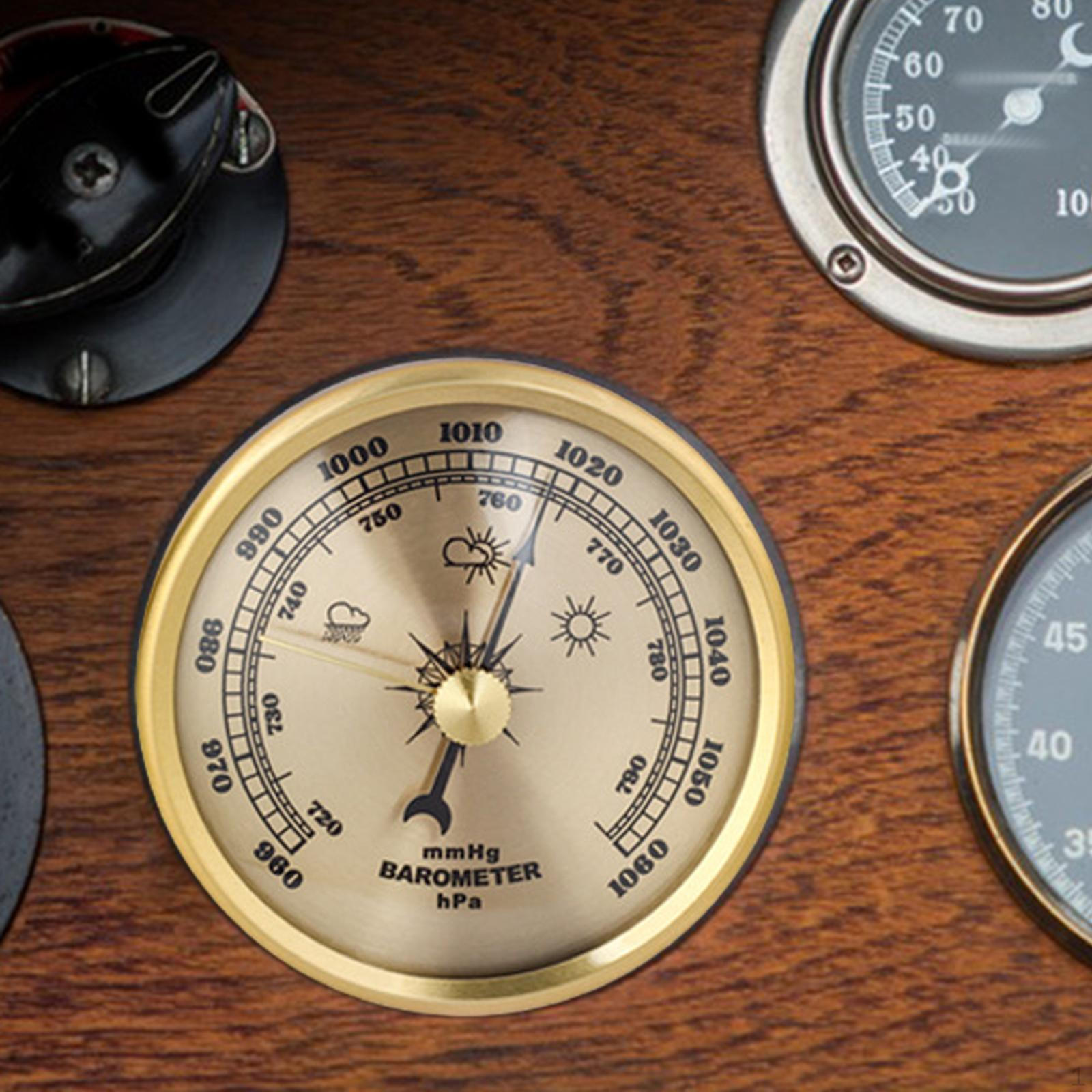 

Барометр-анероид 70 мм металлический каркас манометр для дома и лодок Gold