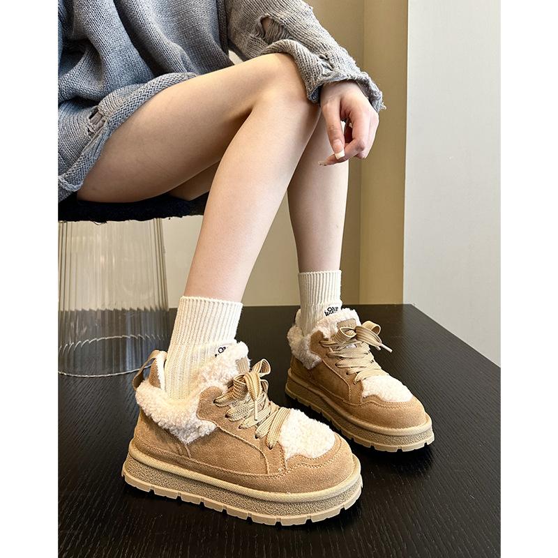 

Warm in winter~ Lamb wool casual platform snow boots women s versatile non-slip low-top cotton boots plush wool shoes 40