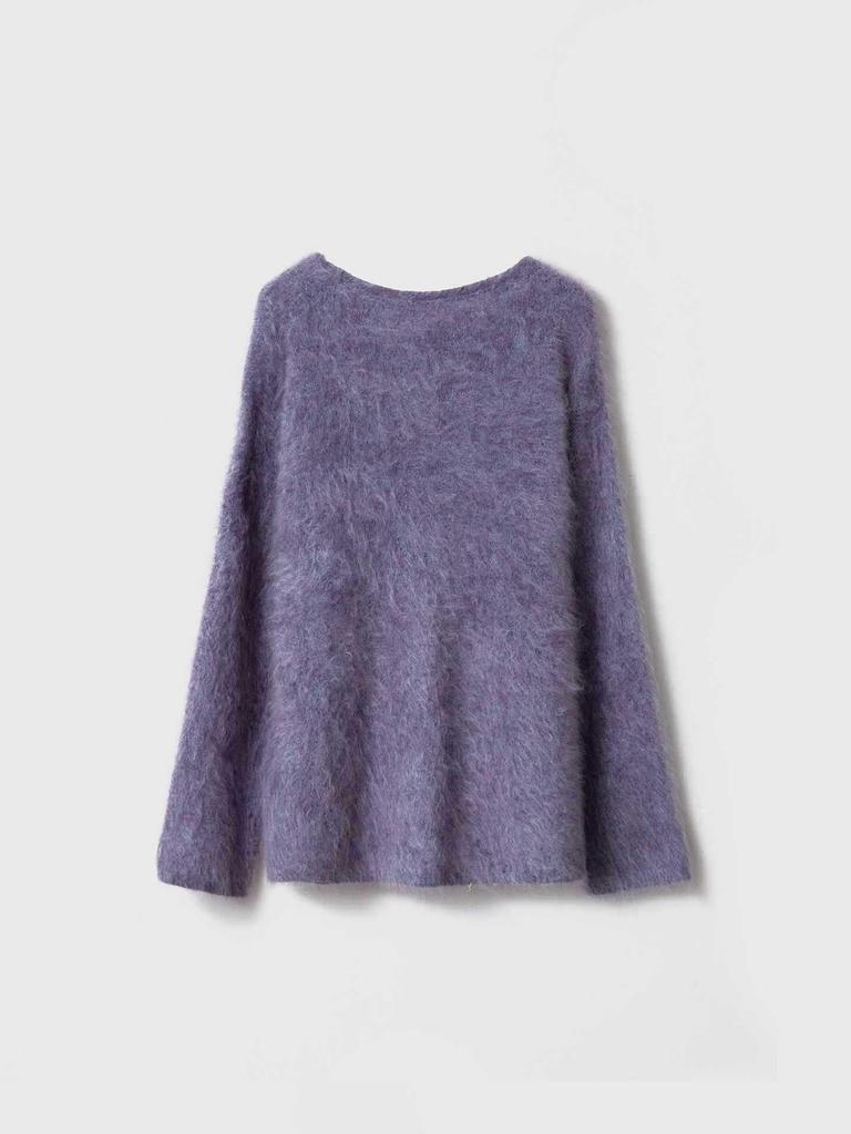 Luxury Pure Cashmere Slub Yarn Long Brushed Sweater - Loose, Thickened Knit Wool Sweater