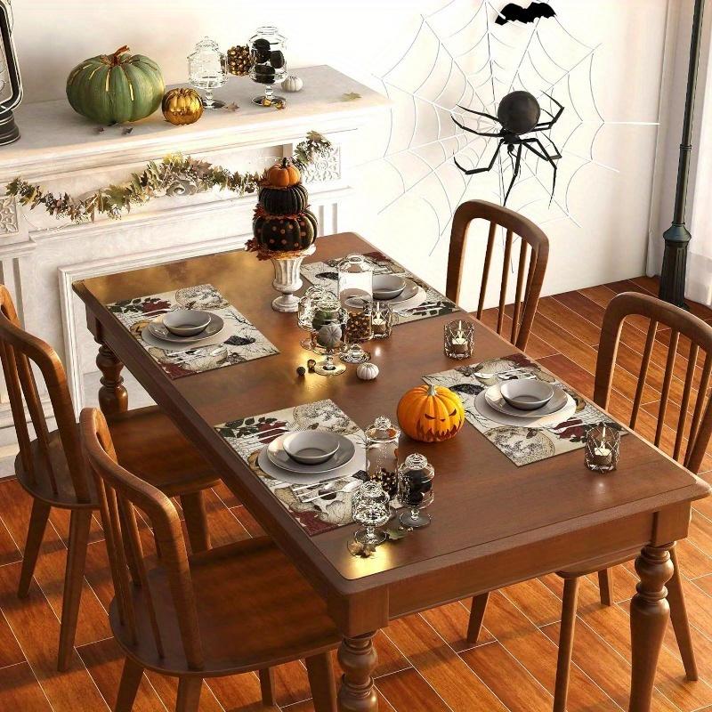 2Pcs Placemats Halloween Gothic Skull Table Mats Day of The Dead Roses Skull Decor Easter Decorations and Supplies for Home Kitchen