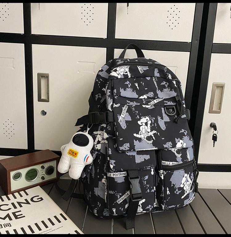 School bag large capacity multi-compartment tide cool junior high school students design sense versatile personality graffiti back