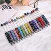 Refillable Bling Writing Pen Diamond Beadable Pens Rhinestone Beaded DIY Bead Pen Crystal Shaft Sparkling Office Black Ink Ballpoint Pens