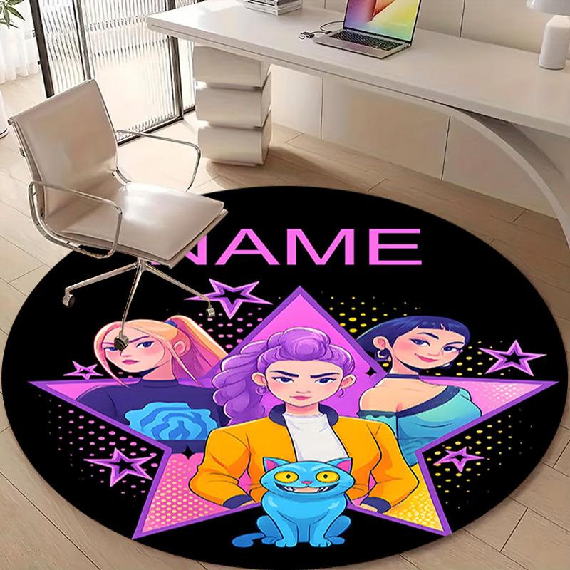 Personalized K-KPop Demon Hunters Round Chair Office Rug - Perfect for Mat, Office Chair & More - Ideal Gift for Birthdays and Holidays