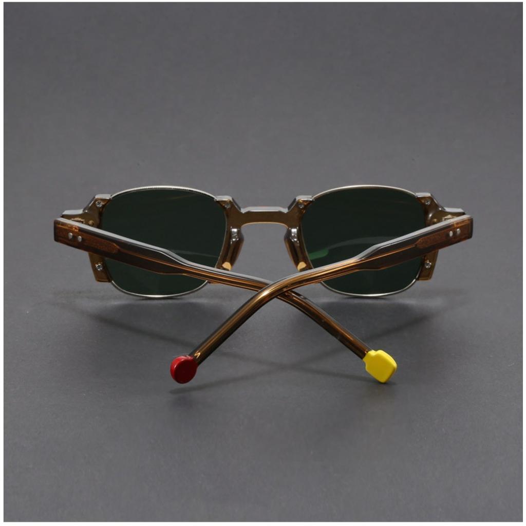 Popular Fashion Square Ladies Punk Sunglasses Retro Rivets Men'S Popular Green Blue Sunglasses Gradient Lens Uv 400