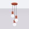 Lampa Wisząca Nowoczesna Okrągła Potrójna Ochra Czerwona Ryflowana Szklane Białe Kule Do Salonu Jadalni Nad Stół 3Xg9 8W Halo Sollux Lighting
