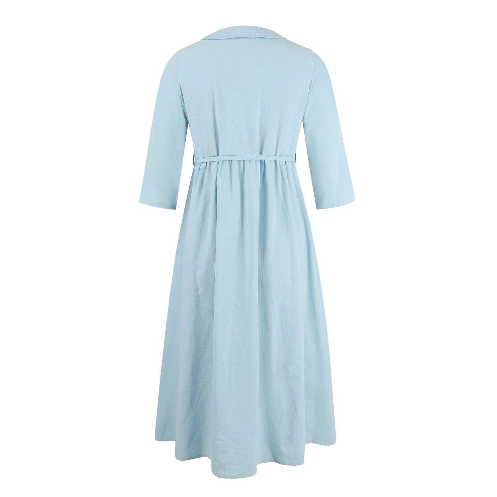 Повседневное универсальное однотонное платье из хлопка и льна XXXL шафрановый — фото 4