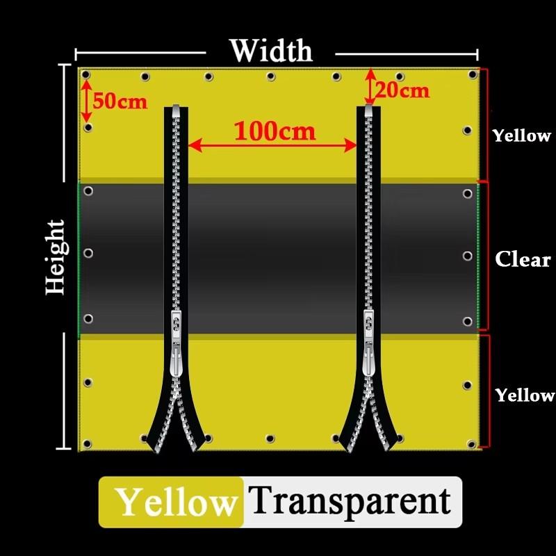 PVC Tarpaulin with Two Zippers Thickened 0.35mm 450 G/m² Waterproof Tarp Vinyl Outdoor Curtains For Patio Pergola Gazebo Porch