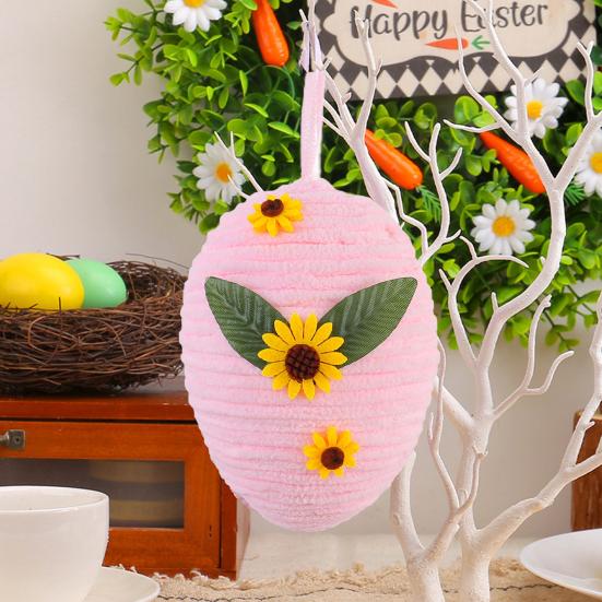 Yousheng Easter Egg Hanging Ornament DIY Crochet Easter Egg with Sunflower for Easter Basket Stuffer Holiday Party Tree Decor
