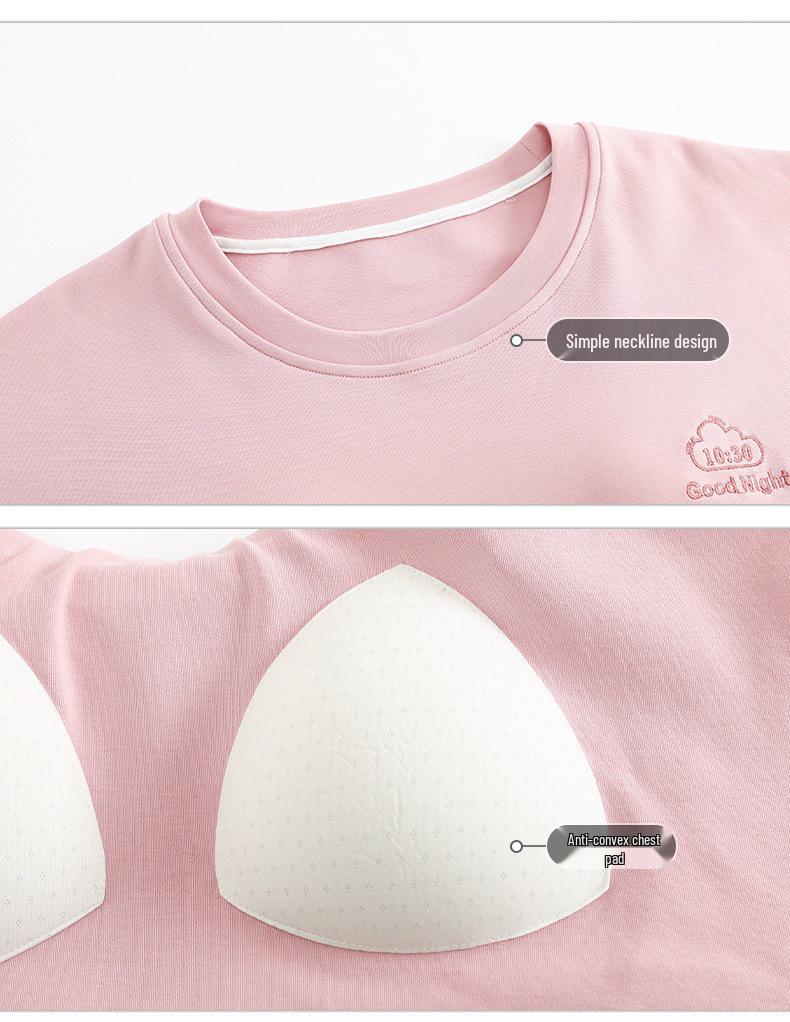 2025 Women's Summer Capri Pajama Set: Short-Sleeve, Thin Cotton with Breast Pads, Versatile for Home or Outside Wear