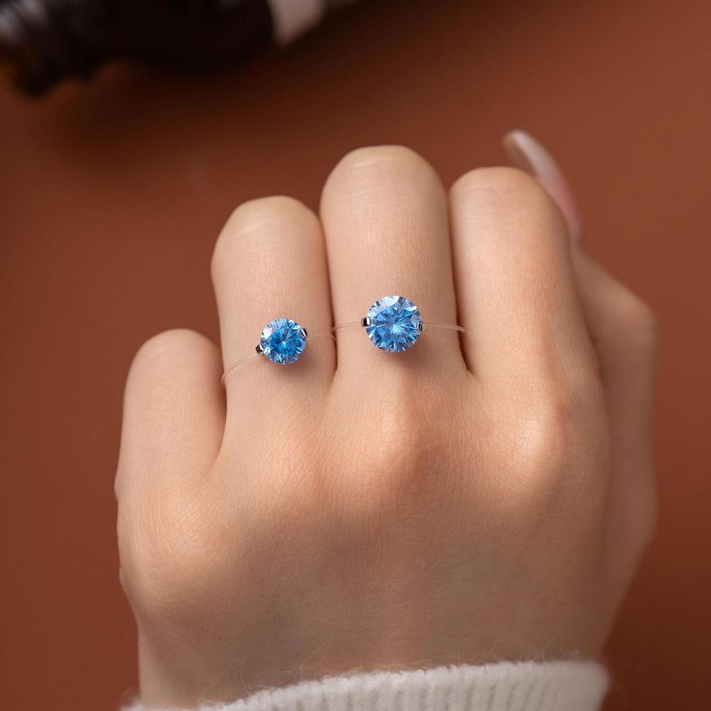 Mermaid Tears S925 Sterling Silver Zircon Ring: Shiny, Colorful, and Versatile Finger Ring for Women.