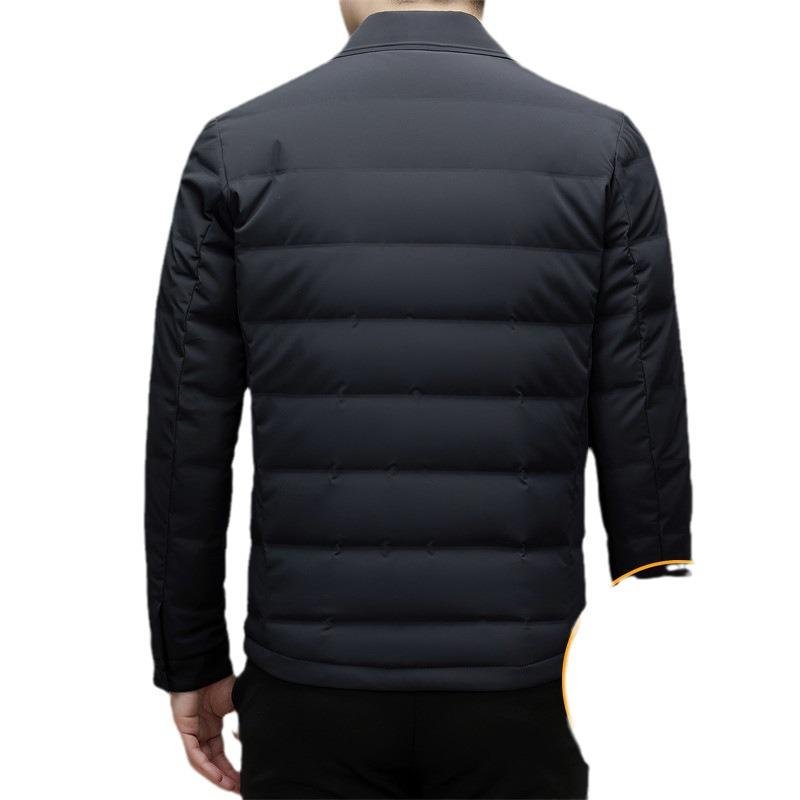 Men's Lightweight White Goose Down Jacket - 2025 Winter Style, Lapel Casual Warm Outerwear