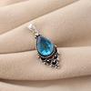 Swiss Blue Topaz Gemstone 925 Sterling Silver Jewelry Statement Designer Pendant 1.5" For Her PP-70-13