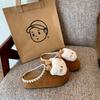 Cotton Drag Lace Bow Soft Sole Round Head Wind Bag Head Half Slippers Birkenstocks