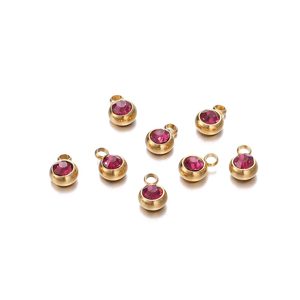 20 Stück 6mm Edelstahl Strassperlen Goldfarbe Kristall Anhänger für DIY Halskette Armband Charm Schmuckherstellung