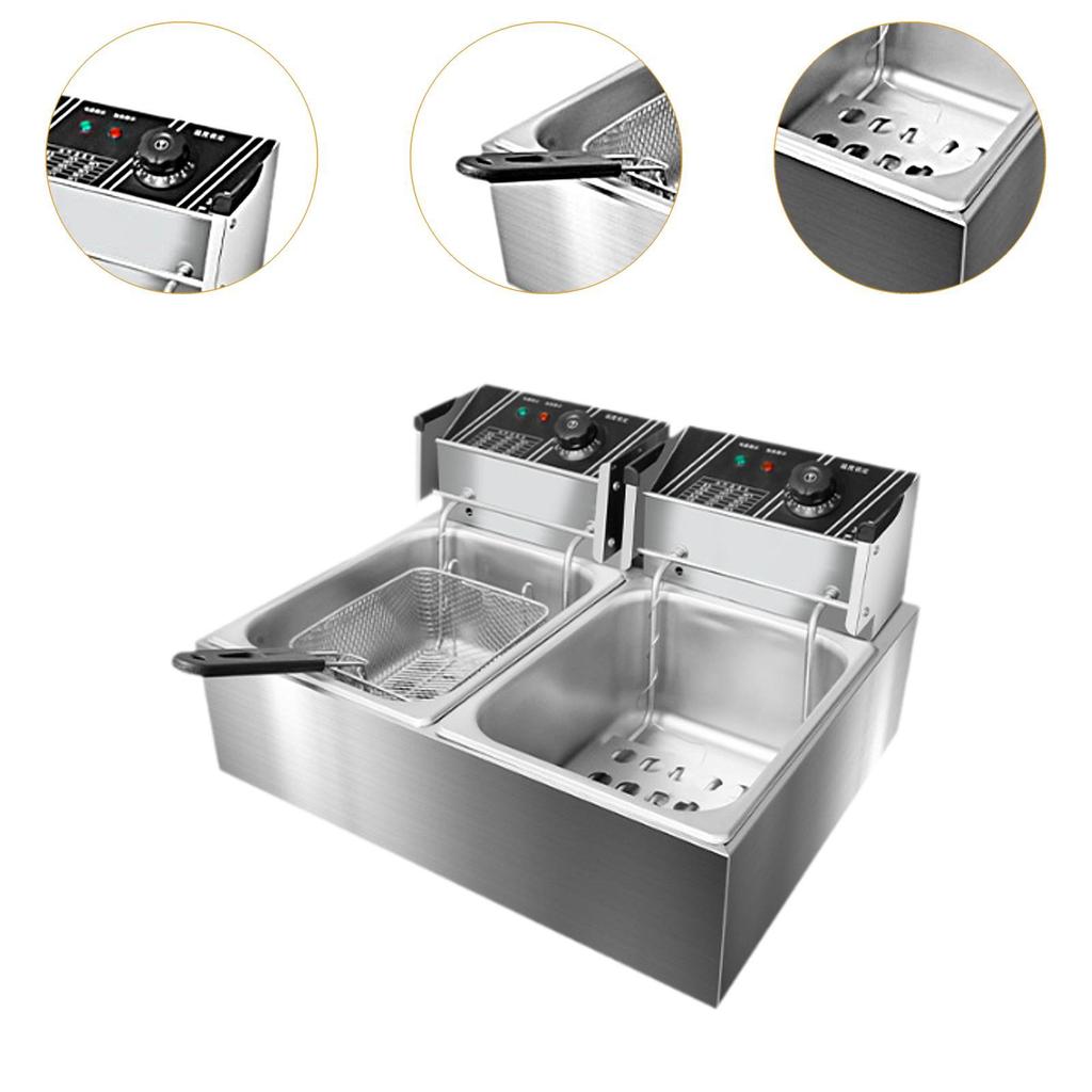 Electric Deep Fryer Stainless Steel Easy to Clean Kitchen Oil with 1 Basket