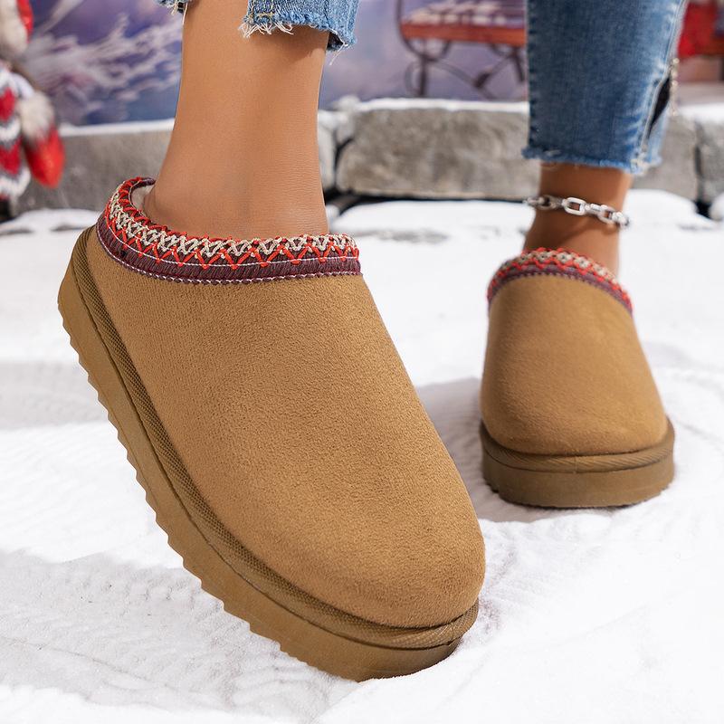 2025 Sunflower sole foreign trade lazy snow boots women's winter new bag head slippers muffin thick sole warm