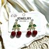 DIY Fresh Sweet Cherry Enamel Stud Earrings for Women