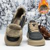 Winter Fleece Board Shoes Microfiber Leather Surface Youth Thick-Soled Fleece Cold-Proof And Warm Sports Cotton Shoes Men'S Shoes
