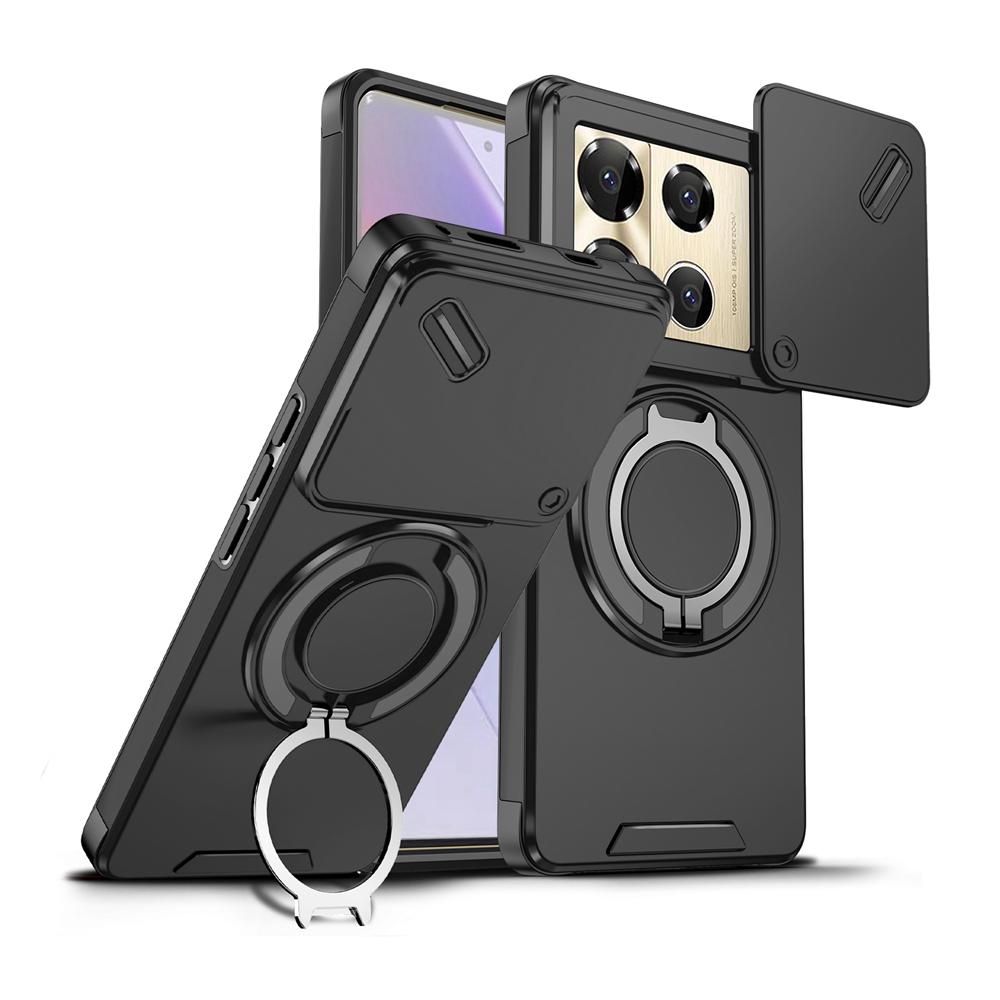 KEYSION 360° Ringständer Handyhülle für Infinix Note 40 Pro 4G 40 Pro+ 5G Schiebekamera Schutz Magnetisch Stoßfest Rückseite