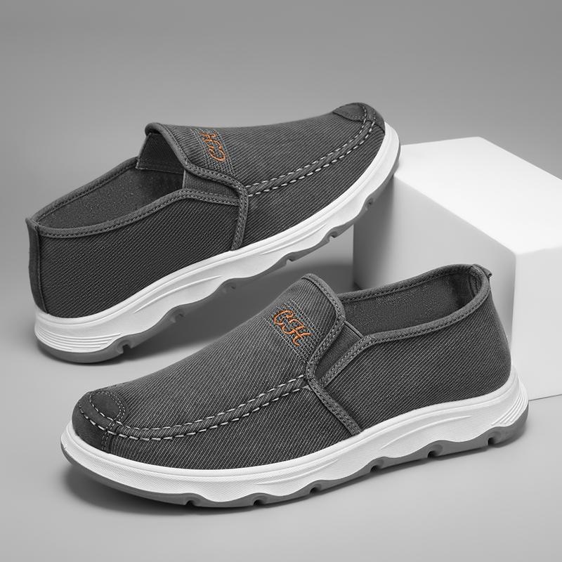 2026 Spring/summer New Style One-piece Dad's Shoes with Soft Sole, Comfortable Flat Bottom Shoes,Canvas Men's Shoes