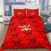 One Piece Straw Hat Pirates Pattern Bedding Quilt Set Quilt Cover Pillowcase Home Birthday Gift(1 * Duvet Cover + 2 * Pillowcase, Without Core)