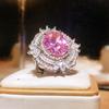 Delicate 100%  Sterling Silver Pink Zircon Stones Rings for Women Fashion Bridal Wedding Tourmaline Ring  Gift