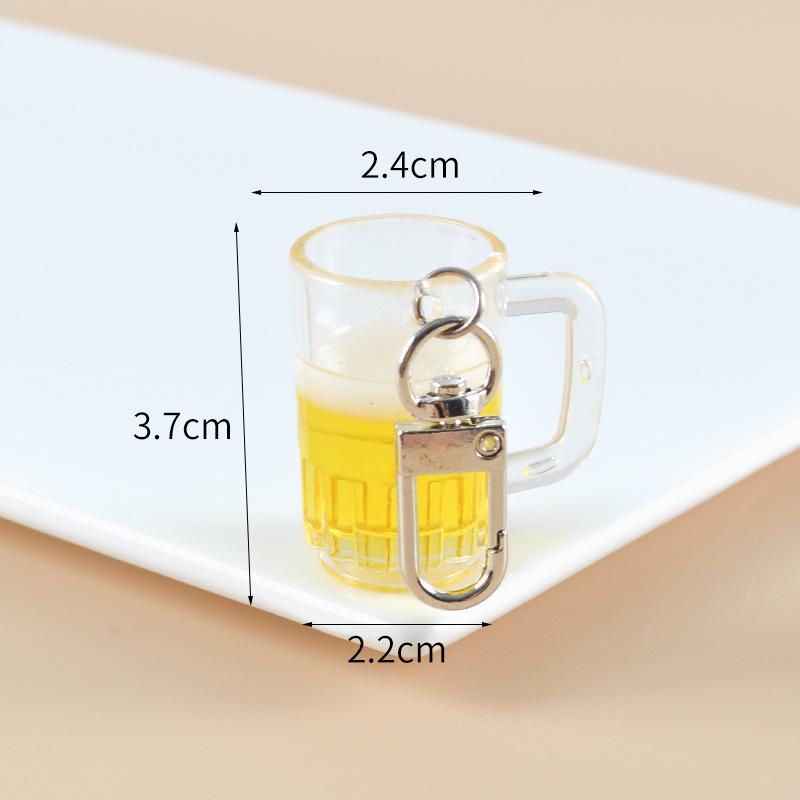 Mini Beer Mug Keychain Pendant - Creative Draft & Qingdao Beer Mug Glass, Champagne Style, Promotional Gift