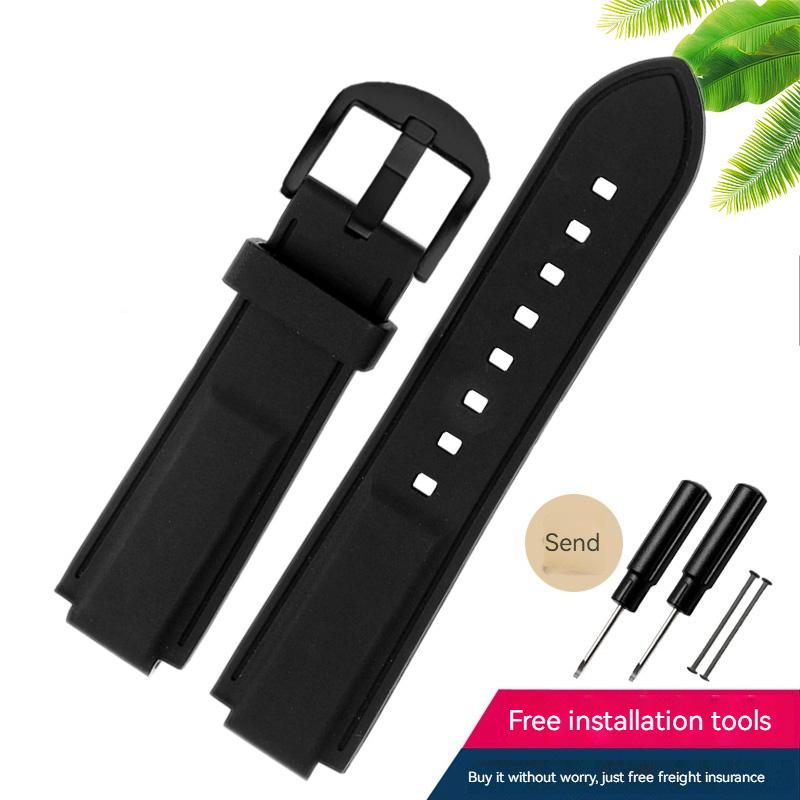 Classic Rubber Watchband for Timex WATCH T2N720 T2N721 TW2T76300 Series Black Waterproof Silicone Sports Strap 24*16mm Men