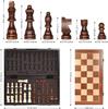 Magnetic Wooden Chess Set 15' with Storage, Portable Folding Travel Chess for Kids & Adults, 2 Extra Queens