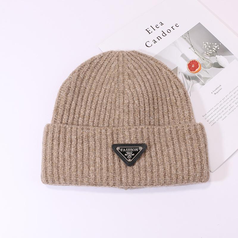 Woolen Hats for Women Triangle Marked Warm Knitted Hats for Couples  Pullover Hats Anti Cold Hats for Men  Autumn and Winter.