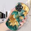 Golden Lotus Powder For IPhone 16 Pro Max 11 12 Mini 13 14 P Lus 15 Plus 7 8 Se 2020 X Xs Elliptical Tempered Glass Phone Case