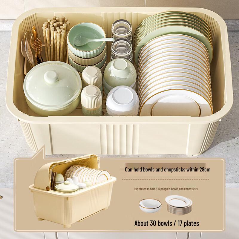 Kitchen Dish and Utensil Storage Box with Lid