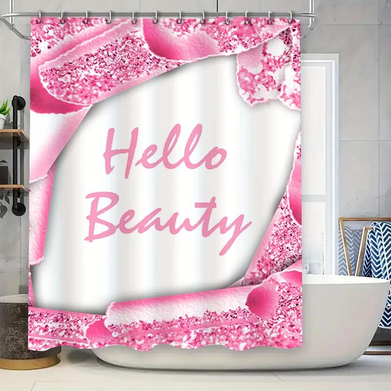 

White Waterproof Shower Curtain With Gold Red Decorative Print Home Decoration Bathroom Accessory For Bathtub Cover W60H190(CM)-1 Pcs