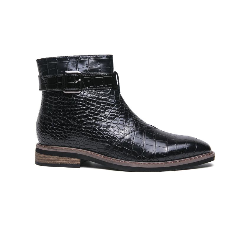 Luxusní šaty Kožené Pánské kozačky Krokodýlí vzor Špičaté prsty Neformální kožené kozačky Pánská móda Vysoké kozačky Party Mes Boty