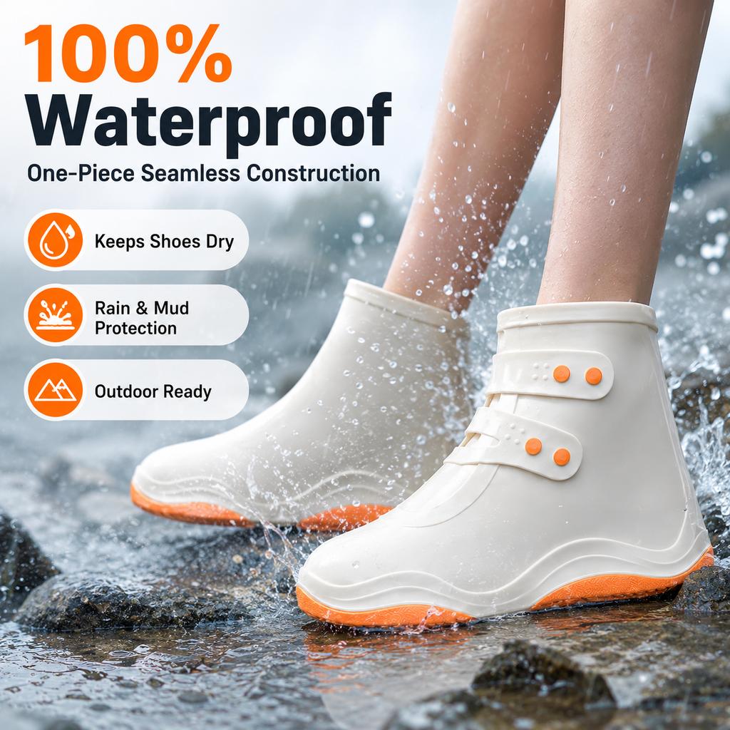 Waterproof Silicone Rain Shoe Covers, Anti-Slip Booties for Men & Women, Easy Clean, Ideal for Hiking, Cycling, Daily Use
