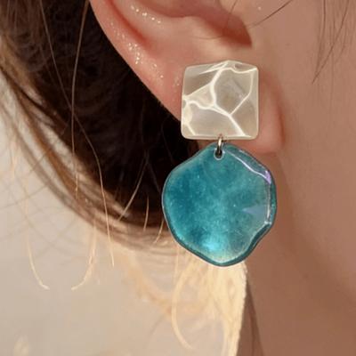Wavy Round Irregular Geometric Ear Stud Sweet Transparent Dangle Earrings  Spring Summer
