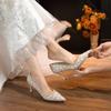 Comemore Pumps for Women Sexy Pearl Decoration Women's High Heels Sequins Dress Party Shoes Stiletto Heel Single Shoe
