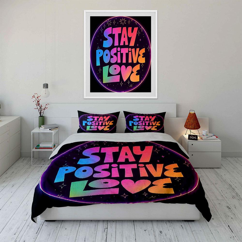 Colorful Motivational Poster Set Soft Comfortable Duvet Cover Bedding Set Included 1*Duvet Cover & 2*Pillowcases, Gift