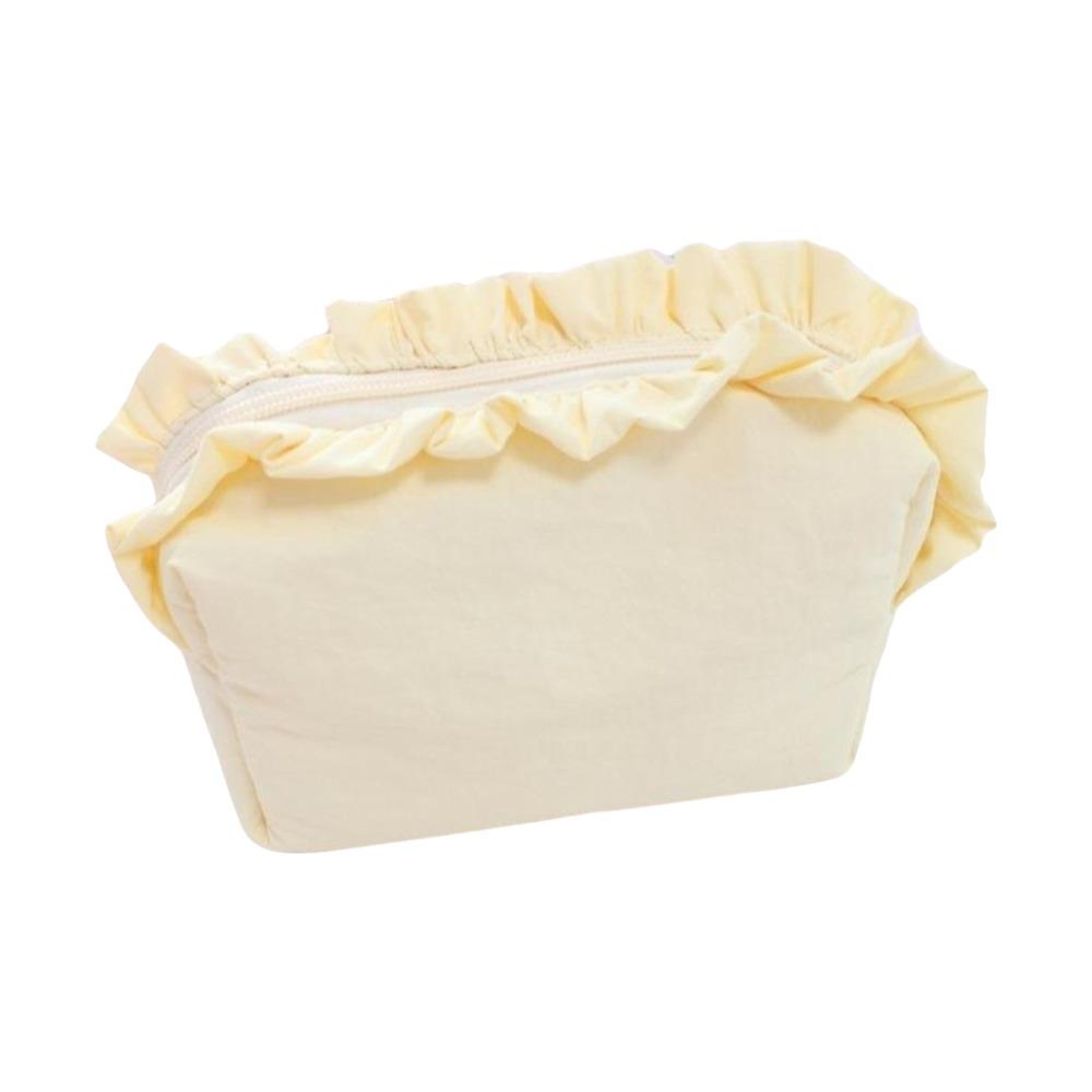 Solid Color Ruffle Makeup Bag Large Capacity Toiletry Organizer Creative Cosmetic Cases  Travel