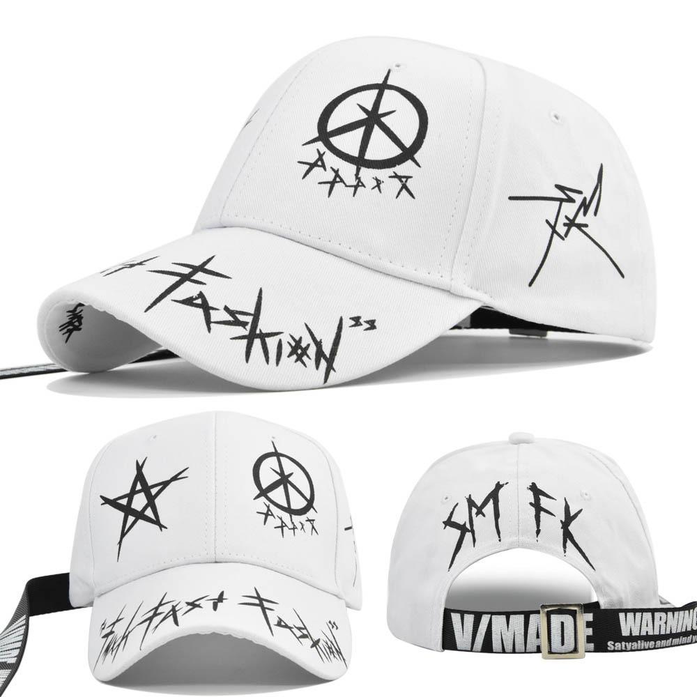 Five Cap Baseball Pointed Star Letters Printed Graffiti Long Strap Duckbill Cap