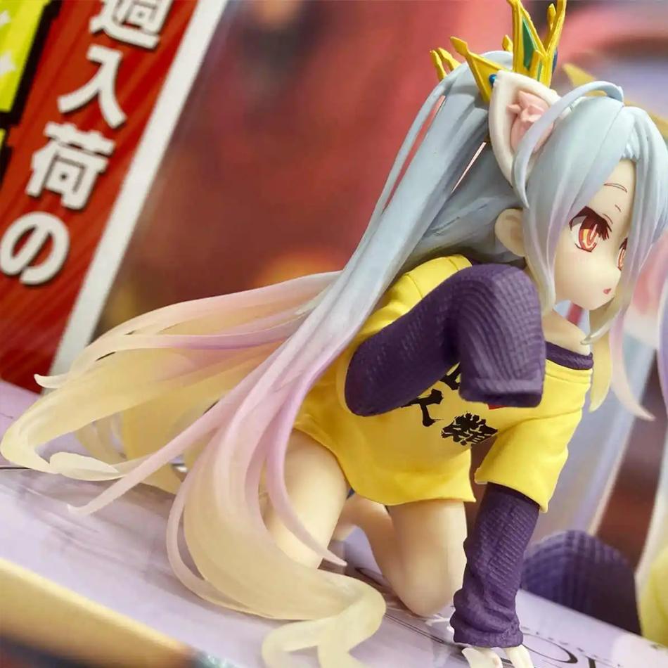 Auf Lager Anime no game no life: zero shiro desktop niedliche weiße Figur für Katze Ohr T-Shirt 10cm Modell Spielzeug Figur Ornamente Geschenk