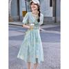 Elegant Fairy Style V-Neck Floral Summer Maxi Dress