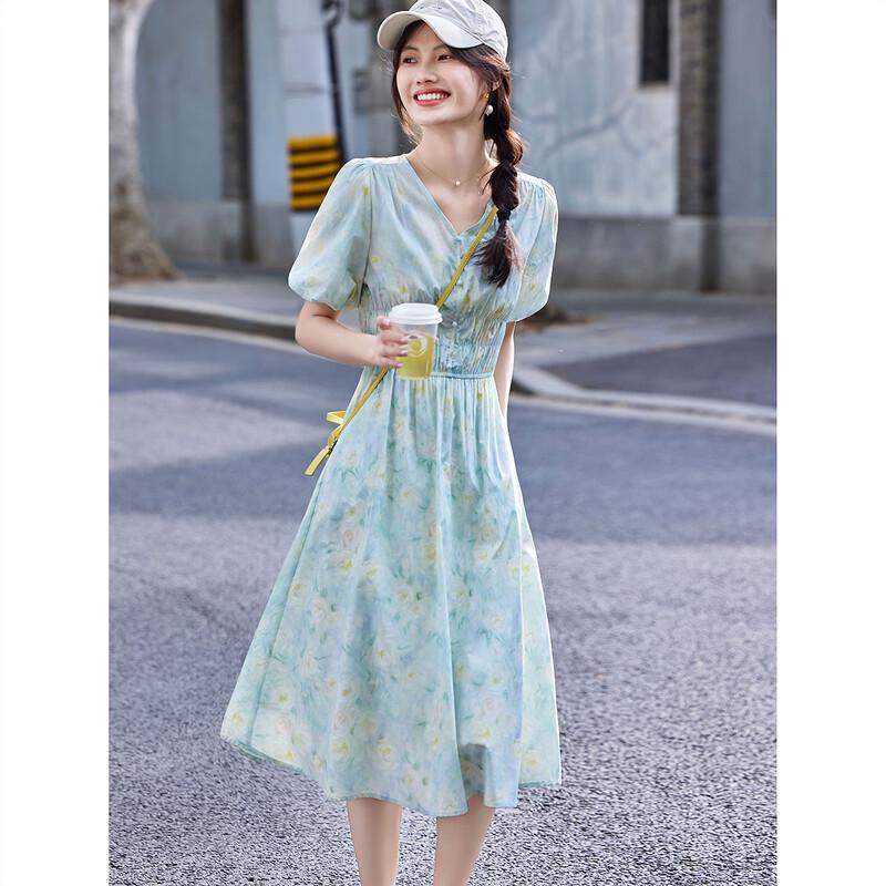 Elegant Fairy Style V-Neck Floral Summer Maxi Dress