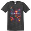 Neon Skull T Shirt W/ Color Splash Abstract Punk Rock Graphic Tee Halloween Art