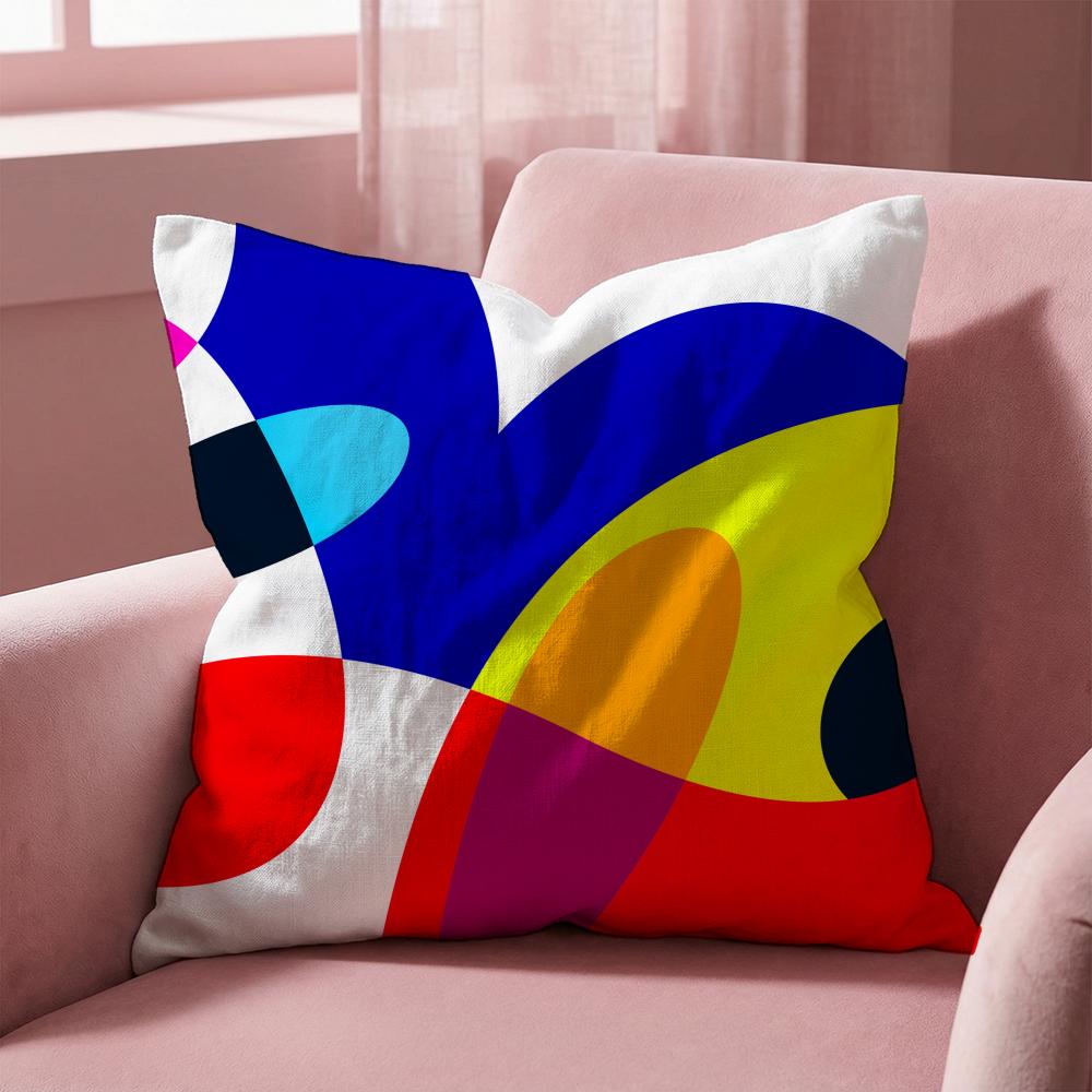 1Abstract Curve Colors Cushion Cover Multi-Scene Pillow Cover for Home & Car - Reversible, Soft & Durable for Daily Use