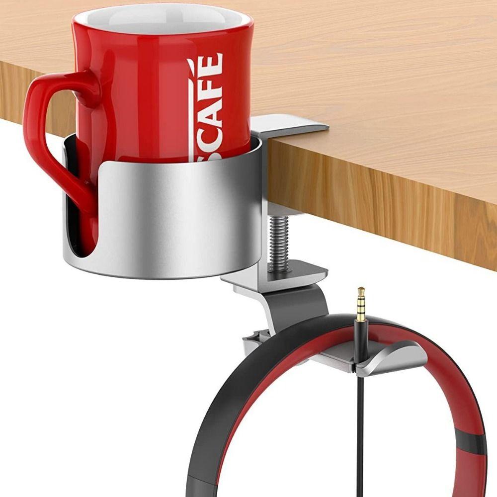 

Headphone Hanger Desk Cup Holder Clamp Easy to Install Water Bottle Stand Coffee Mug чёрный