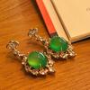 Full Green, Yang Green, Natural Agate Green Chalcedony Earrings, Women'S Opening Is Slightly Inlaid, And The Real Shot Is Fidelity.